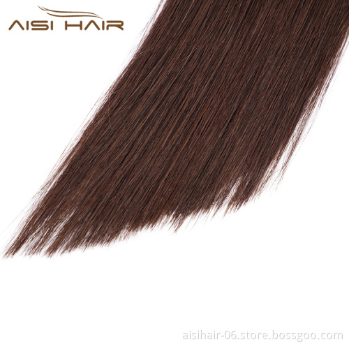 Aisi Hair 10A Unprocessed Color 2# Human Hair Double Drawn Pre Bonded Keratin I Tip Human Hair Extension For Women